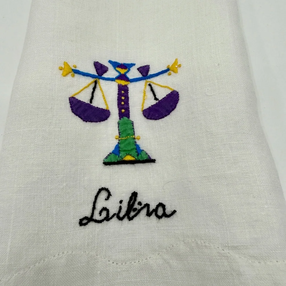 Vintage Hand Embroidered Libra Madeira Fingertip Towel